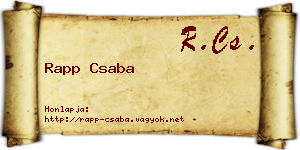 Rapp Csaba névjegykártya